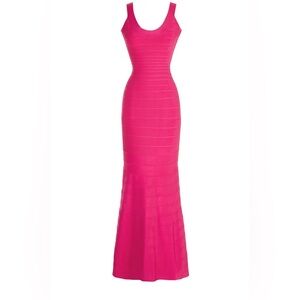 Herve Leger Vibrant Pink Maxi Dress